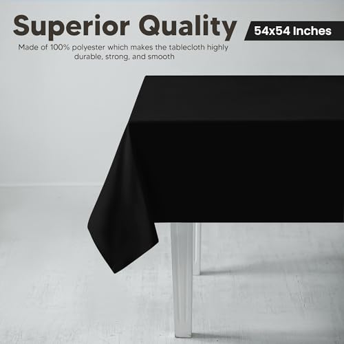 Utopia Kitchen Square Table Cloth 2 Pack(54x54 Inches, Black), Tablecloth Machine Washable, Polyester Table Cover for Dining, Buffet Parties, Picnics, Events, Weddings and Restaurants - color: Black, size: 2 Pack 54x54 Inch Tablecloth