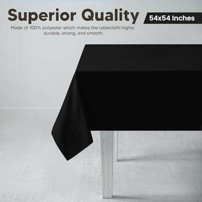 Utopia Kitchen Square Table Cloth 2 Pack(54x54 Inches, Black), Tablecloth Machine Washable, Polyester Table Cover for Dining, Buffet Parties, Picnics, Events, Weddings and Restaurants - color: Black, size: 2 Pack 54x54 Inch Tablecloth