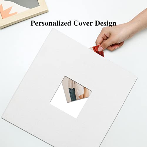 Vienrose Large Photo Album Self Adhesive for 4x6 8x10 Pictures Linen Scrapbook Album DIY 60 Blank Pages with A Metallic Pen - color: White, size: 11"x10.6" 60Pages