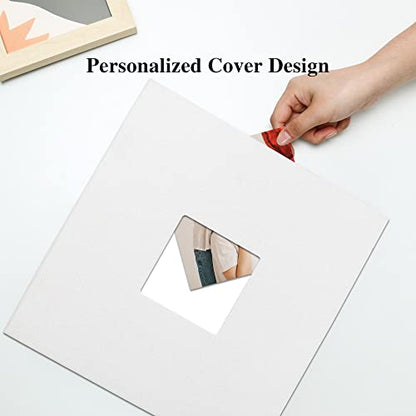 Vienrose Large Photo Album Self Adhesive for 4x6 8x10 Pictures Linen Scrapbook Album DIY 60 Blank Pages with A Metallic Pen - color: White, size: 11"x10.6" 60Pages