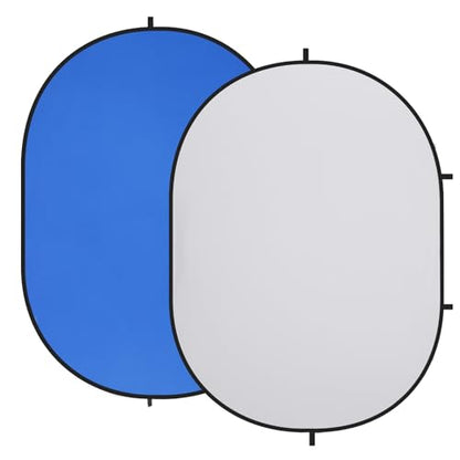 Kate 5x6.5ft(1.5x2m) Collapsible Backdrop Blue Grey Twist Flex Folding Pop up Backgrounds for Photoshoot, Headshots Photo, Video Calls - color: Blue/Grey