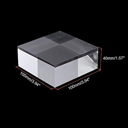 PATIKIL 4"x4"x1.5" Jewelry Display Riser, Polished Acrylic Cube Display Stand Block Collection Showcase Ring Holder Square, Clear - size: 4" x 4" x 1.5"
