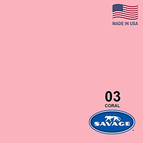 Savage Seamless Paper Photography Backdrop - Color #3 Coral, Size 26 Inches Wide x 36 Feet Long, Backdrop for Tabletop Product Photography and Crafting - Made in USA - color: Coral, size: 26 in x 36 ft