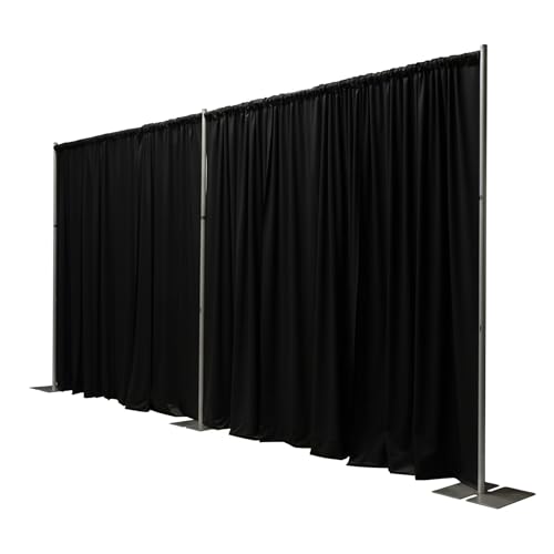 OnlineEEI, 8 Foot Tall Fixed Height Portable Pipe and Drape Backdrop Kit, 8ft x 20ft Breakapart, Black Drapes (BBD9990820CDPR750) - color: Black