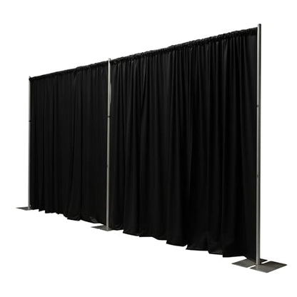OnlineEEI, 8 Foot Tall Fixed Height Portable Pipe and Drape Backdrop Kit, 8ft x 20ft Breakapart, Black Drapes (BBD9990820CDPR750) - color: Black