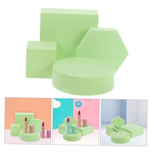 1 Set Small Geometric Photography Props Set Versatile Display Stand for Product Photography Jewelry Cosmetics Creative Backdrop Boards for Unique Arrangements - color: Green