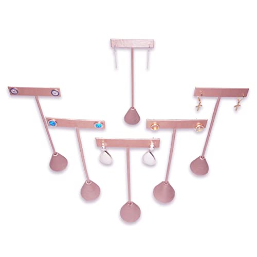 6Pcs Set Earring T Stand Display Set, Jewelry Display Stand for Showroom and Tradeshow Showcase Displays, various materials, 4 1/2 H in; 5 3/4 H in; 6 3/4 H in (Steel Pink) - color: Steel Pink