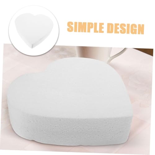 OSALADI Heart Shaped Foam Cake Model 10 Inch Baking Practicing Tool White Foam Bakery Cake Decorating Prop for Wedding Party Photography