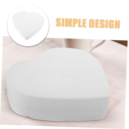 OSALADI Heart Shaped Foam Cake Model 10 Inch Baking Practicing Tool White Foam Bakery Cake Decorating Prop for Wedding Party Photography