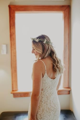 Vividsun Bridal Green Leaf Crown Bohemian Headpiece Floral Headband Photo Prop (white flower) - color: white flower