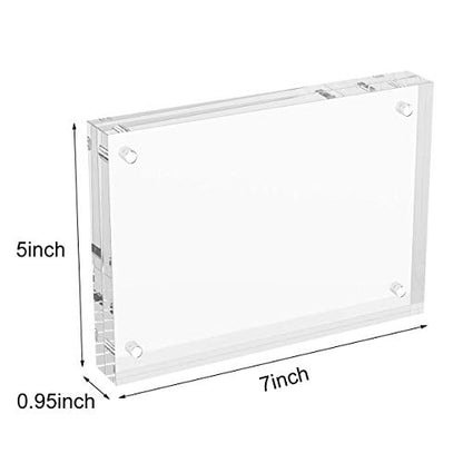AITEE 5x7 Acrylic Picture Frames 3 Pack, 20% Thicker Block, Clear Picture Frames Freestanding Double Sided Magnetic Acrylic Lucite Frameless Transparent Square Frame Gift for Desktop Display - size: 5x7