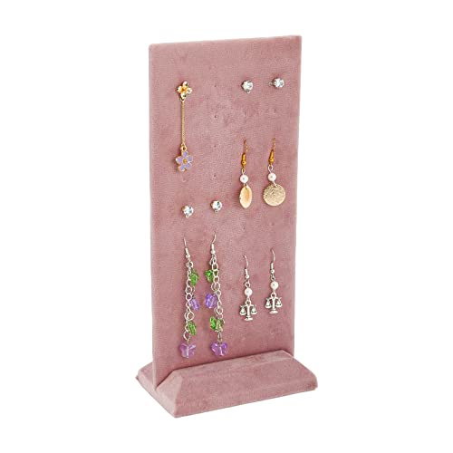 SUPERFINDINGS 1Pc Pink Velvet Earring Display 40-Hole Earring Jewelry Display Stand Tray Organizer Holder with Base for Ear Studs Display