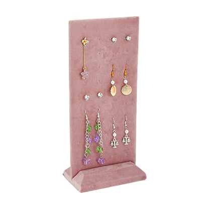 SUPERFINDINGS 1Pc Pink Velvet Earring Display 40-Hole Earring Jewelry Display Stand Tray Organizer Holder with Base for Ear Studs Display