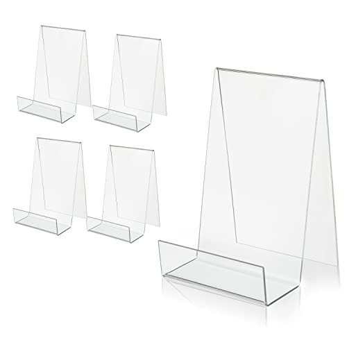 ZOEY Acrylic Book Easel Stand with Ledge Clear Easels Plate - 5 Pack for Books Display, Music Sheets, Artworks, CD, Tablet Holder (Small) - color: Clear, size: 5 x Small