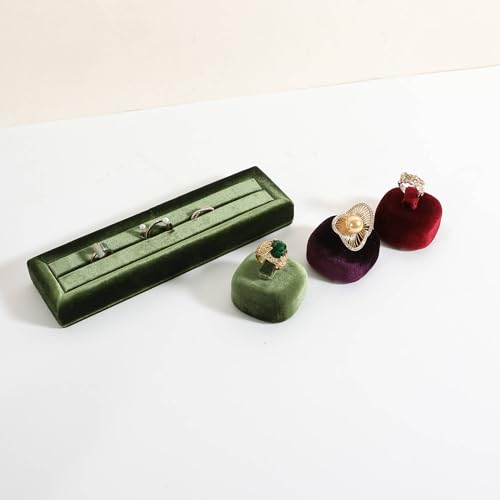 Cute Single Ring Holder for selling, Velvet Ring Display Stand for Jewelry Show, Jewelry Storage Display【Green】 - color: Green