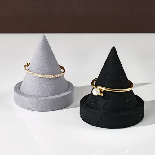 Microfiber Single Bracelet Bangle Display Stand Jewelry Bracelet Bangle Cone Display for Selling(Grey) - color: Grey