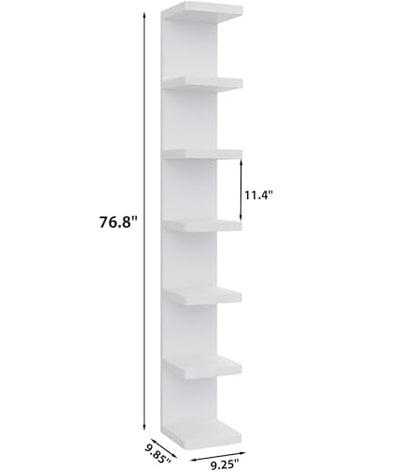 LitaEther Versatile 7 Tier Wall Shelf Unit,White Lack Wall Shelf,Display Floating Shelf with Round Edge - color: White, size: 7 tier
