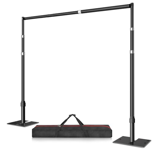 12x10 Pipe and Drape Stand Kit, Heavy Duty Backdrop Stand Adjustable, Sturdy Metal Back Drop Decoration Frame with Flat Base for Parties, Flower Wall, Wedding, Event,Trade Shows, Photo Shoot- Black - color: Black, size: 12ftx10ft