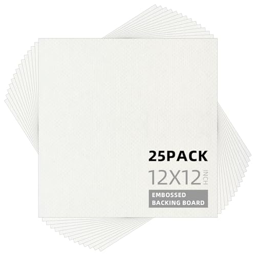 Somime 25 Pack Embossed Backing Boards Only, 12x12 Uncut White Mat Board, Acid Free Backer Boards Ideal for Photos, Pictures, Prints, Frames, and Artwork - size: 12x12