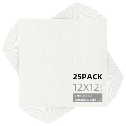 Somime 25 Pack Embossed Backing Boards Only, 12x12 Uncut White Mat Board, Acid Free Backer Boards Ideal for Photos, Pictures, Prints, Frames, and Artwork - size: 12x12