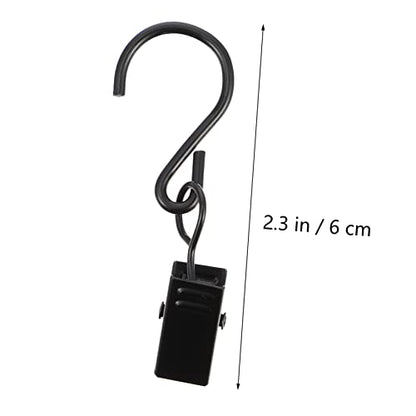 VALICLUD 50pcs S-Hook Curtain Clip Set Heavy Duty Metal Curtain Fixing Clamps Black Background Clips for Home Decor and Photography