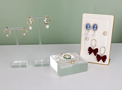 Transparent earring display riser, clear acrylic display jewelry risers, small ring holder tray risers for decor【3.15 L x3.15 W x1.18 H inch】 - size: 3.15 L X3.15 W X1.18 H Inch