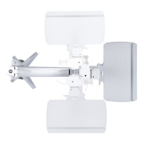 StarTech.com Sit-Stand Monitor Arm with Keyboard Tray - Adjustable Desk Mount Sit-Stand Workstation Arm for Single 27" VESA Display - Ergonomic Articulating Standing Desk Converter, TAA - color: Silver, style: Desk Mount – Spring Arm