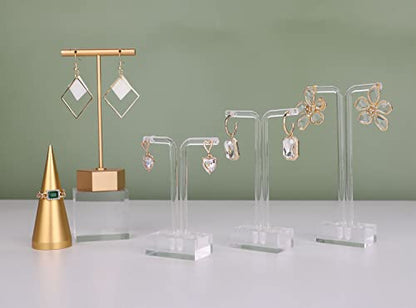 3pcs acrylic T bar earring display stand for show, retail hanging earring holder for online business, transparent jewelry Photography Props【Acrylic Earring T Stand-3pcs 】 - style: T bar