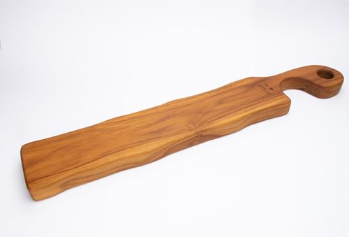 Premium Small Serving Board – Teak Charcuterie Board with Handle for Cheese, Appetizers & Food Presentation - Handcrafted Wooden Serving Tray Ideal for Desserts, & Holiday Spreads - 30" x 5" x 1.5"