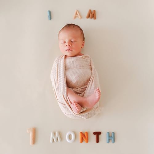 Baby Monthly Milestone Numbers – Signs & Photo Props – Soft Felt Letters & Numbers for Baby Announcement, Newborn Photography, Neutral - color: Neutral