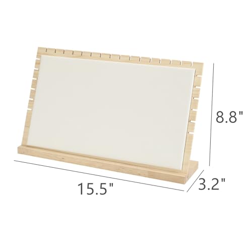 15.5"x8.8" Horizontal Necklace Jewelry Display Stand with Leather Soft Mat Wood Necklace Pendant Chain Jewelry Tabletop Display Storage Holder for Vendors Exhibitor Craft Shows - color: White, size: Extra Large