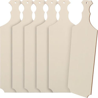 Alipis 6Pcs Wooden Cutting Boards with Handle Unfinished DIY Charcuterie Trays for Serving Bread Cheese Fruits and Crafting Photography Props