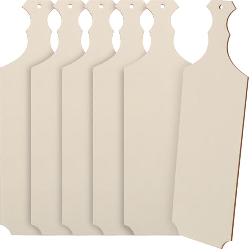 Alipis 6Pcs Wooden Cutting Boards with Handle Unfinished DIY Charcuterie Trays for Serving Bread Cheese Fruits and Crafting Photography Props