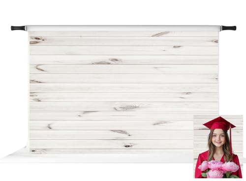 Kate 10x6.5ft White Wood Shiplap Backdrop for Photography Rustic Retro Wooden Floor Wall Portrait Photoshoot - color: Wood 3, size: 10x6.5ft
