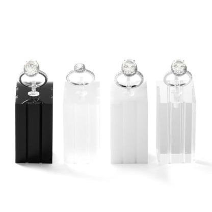 3 Piece Acrylic Ring Display Stand Ring Holder Jewelry Display Holders Showcase (White) - color: White