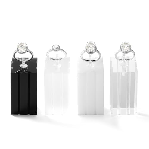 3 Piece Acrylic Ring Display Stand Ring Holder Jewelry Display Holders Showcase (Matte) - color: Matte White