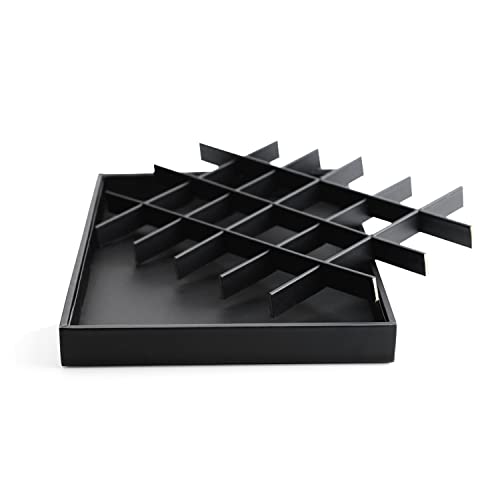 Stackable Jewelry Organizer Tray Premium PU Leather 24 Grid Jewelry Display Tray Trinket Earring Ring Organizer - style: 24 Grids