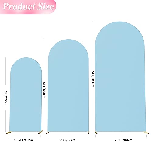 Wokceer Set of 3 Wedding Arch Backdrop Cover Spandex Fitted Wedding Arch Stand Covers Round Top Chiara Backdrop Stands Cover for Birthday Party Ceremony Banquet Decoration 4ft,5ft,6ft Dusty Blue - color: Dusty Blue, size: 4FT, 5FT, 6FT