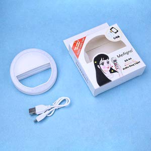 Meifigno Selfie Ring Light, [Rechargeable] with 36 LED Lights, 3-Level Adjustable Brightness Clips On Phone Ring Light Compatible with iPhone 16 15 14 13 12 11 Plus Pro Max iPad Laptop Samsung, White