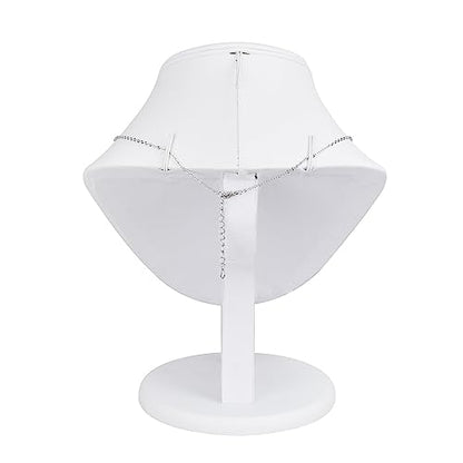 MOOCA 3 Pcs Set White Leatherette Combination Display Jewelry Stand Bust for Necklaces, Earrings, Rings, Jewelry Display For Vendors - color: White PU Faux Leather, 3 pieces