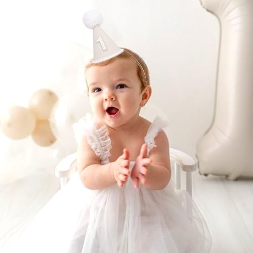 Boho First Birthday Hat-Natural 1st Birthday Boho Decorations,One Birthday Costume Headwear,Cake Smash Photo Prop - color: White