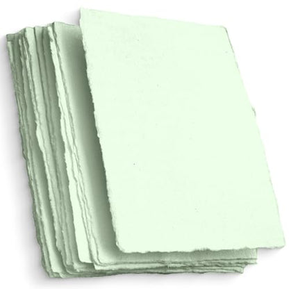 Wanderings Handmade Green Deckle Edge Blank Paper - 4x6 - Pack of 50 - Watercolour/Mixed Media Paper - Save the Date Invitations Greeting Cards Notes DIY Arts Crafts - Thick 150 GSM - color: Green, size: A6