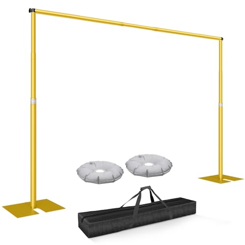 Pipe and Drape Backdrop Stand Kit 12x10ft, Heavy Duty Back Drop Adjustable Stand with Carry Bag, Metal Background Frame for Parties Wedding Birthday Decoration Photography Photo Booth Video - Gold - color: Gold, size: 12x10ft