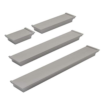 MELANNCO Floating Wall Shelves for Bedroom, Living Room, Bathroom, Kitchen, Nursery, Set of 4, Gray, 4 Count - color: Grey, size: Set of 4 (24, 20, 12, 6 Inch), style: Arlington