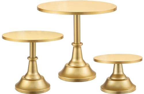 HBlife 3 PCS Gold Cake Stand Set (8"/10"/12" Plate) for 6-10 Inch Cakes, Dessert Table Display Set, Cupcake Stand for Party, Wedding, Birthday, Baby Shower, Anniversary (Metal) - color: Gold