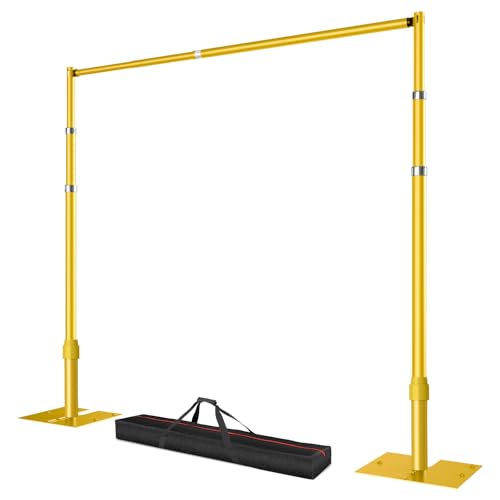 Pipe and Drape Backdrop Stand, 12x10ft Heavy Duty Adjustable Background Frame with Metal Base, Back Drop Holder for Parties Photography Wedding Photoshoot Decoration - Gold - color: Gold, size: 12x10ft