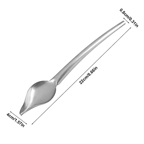Fdit Drizzling Spoon, Stainless Steel Drizzle Spoon with Tapered Spout Drawing for Decorating Plate (L)