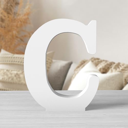 8 Inch White Wood Letters Unfinished Wood Letters for Wall Decor Decorative Standing Letters White Block Letters for wall Decoration for Craft Home Party Projects (C) - color: White-C, size: 8 inch