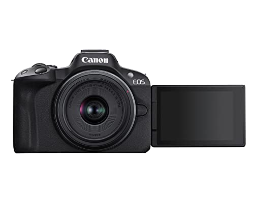 Canon EOS R50 Mirrorless Camera with RF-S18-45mm F4.5-6.3 is STM & RF-S55-210mm F5-7.1 is STM Lenses, 24.2 Megapixel CMOS (APS-C) Sensor, 4K Video, Content Creator Vlogging Camera, RF Mount, Black - color: Black, style: EOS R50 w/RF-S18-45mm + RF-S55-210m