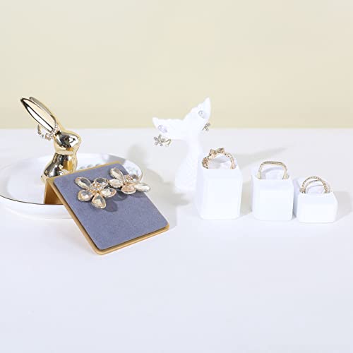 Velvet earrings holder for girls, Grey earring organizer board, Gold earring stand display for selling【Grey】 - color: Grey
